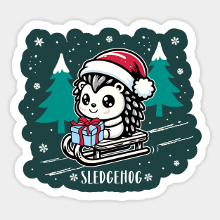 Christmas Sledgehog Funny X mas Hedgehog Lover Sticker